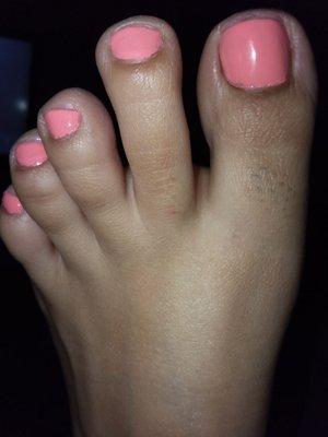 Messy/crappy pedicure.