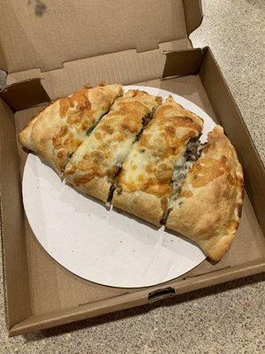 Steak and cheese calzone.