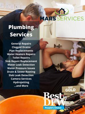 Plumbing License: RMP #42348
817.928.5505
scheduling@marsservices.com
www.marsservices.com