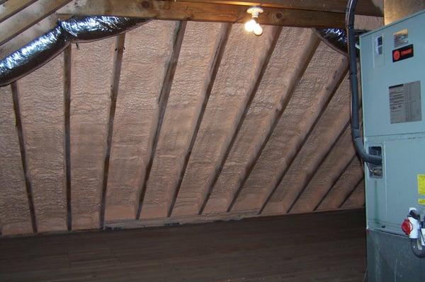 An attic sprayed with closed cell spray foam is a tight attic.  This space is now considered semi-conditioned space and will ...