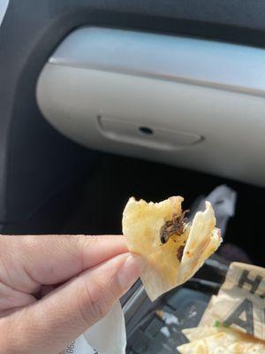 A cockroach in our quesadilla after we ate half of it, just wow!! I am so shaken right now. Disgusting!!!!! Never going back.