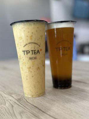 Mango Pomelo Sago (left), Premium Green Tea (right)