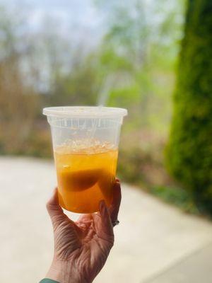 I'm a local and this is my new obsession: fresh squeezed lemonade (like squeezed right in front of you) with home grown peach purée.