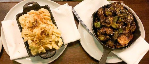 Cascatellii Mac & Cheese & Honey Chili Brussels Sprouts