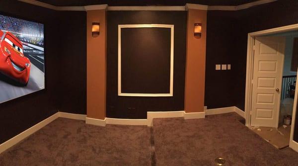 Previously a bedroom, we converted it into a nice theater room.