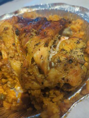 Chicken and arroz con gandules