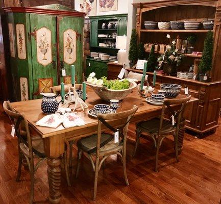 Hand-crafted European furniture, Polish pottery, soy candles, original artwork, kitchen linens, Bohemia crystal and so much more!