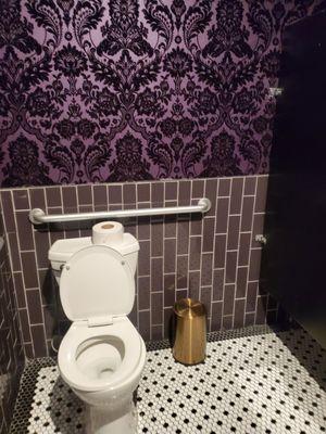 Restroom with neatest wallpaper