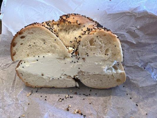 Everything bagel with cream cheese