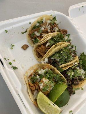 Steak and chicken tacos