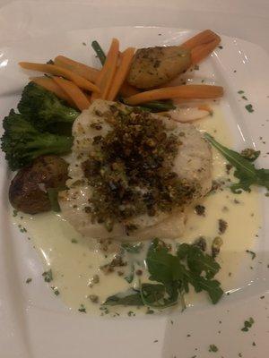 Pistachio crusted cod in a limoncello sauce