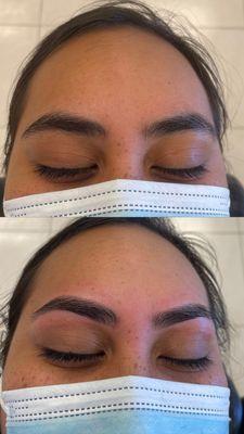 Before and after eyebrows threading