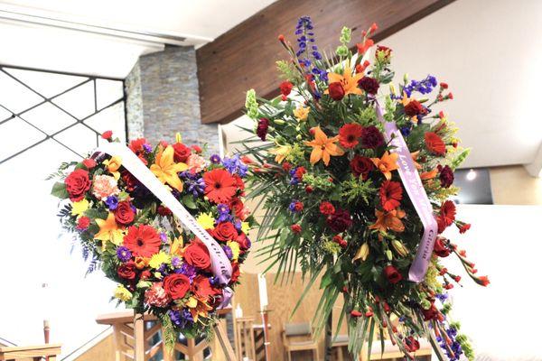 Heart Wreath and Standing Spray Flowers