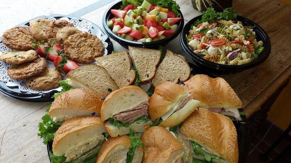 Sandwich Platters with Fruit salad and Pasta salad