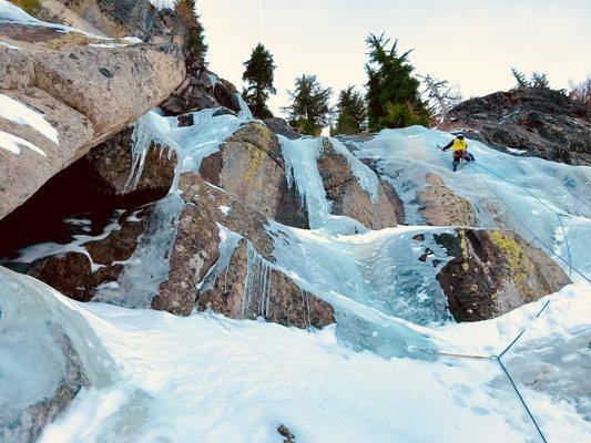 Ice climbing on Donner Peak