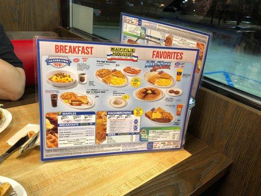 Menu at Waffle House in Georgetown,  Kentucky