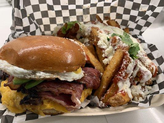 World Series champ burger with a side of the street style fries.