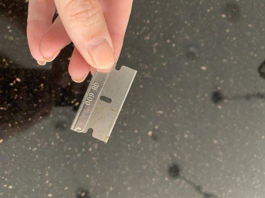 Razor blade found on property