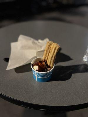 Vanilla ice cream and churros