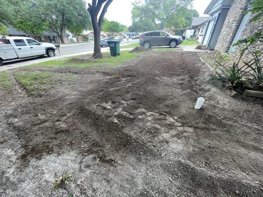 The after of the sewer line replacement once it was backfilled and and cleaned up.