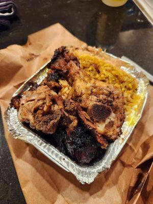 Jerk chicken over rice