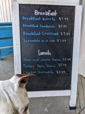 Today's breakfast and lunch menu