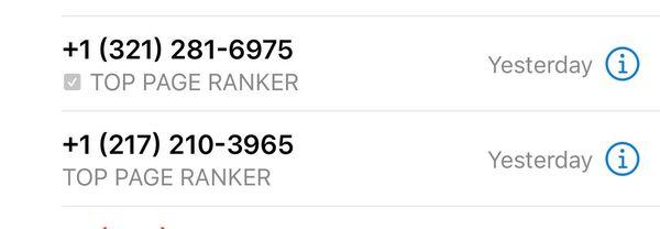 Back to back calls from them from different numbers.