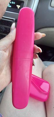 Toothbrush Holder held both of our toothbrushes and in my favorite shade, hot pink!