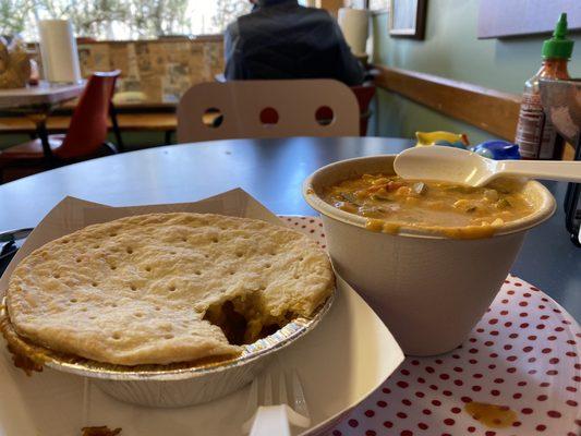 Vegetable pot pie and Santa Fe chowder