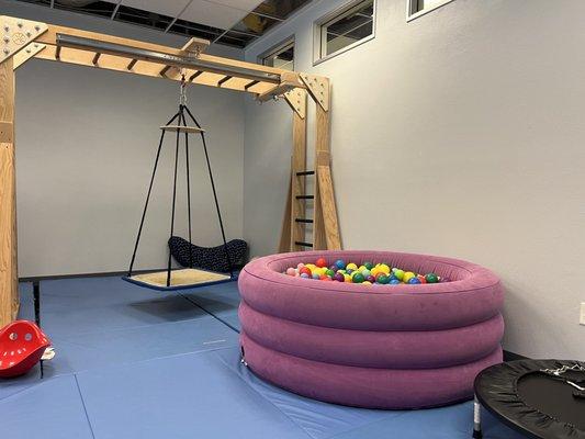 Amazing sensory gym! The occupational therapists and therapists working with kids get to use it. So cool!