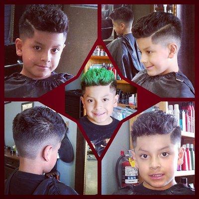 Kid's Haircut with a little fun of spray-on temporary color (wash out with one shampoo)