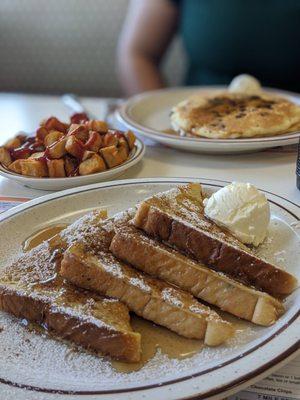 Chocolate Chip Pancakes, Home Fries, and French Toast