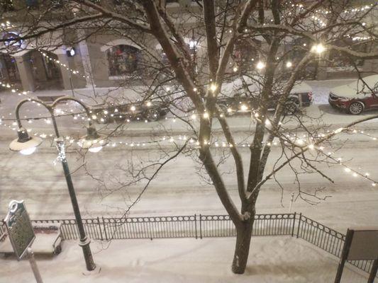 View from the 2nd floor on a winter's night.