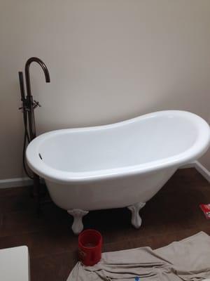 Custom clawfoot tub install