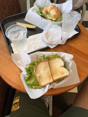 Bottom: Jackhammer on white bread Top: chicken salad croissant