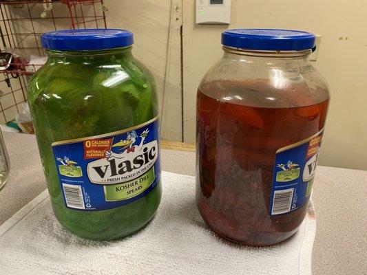 Lime Kool-Aid pickles and cherry