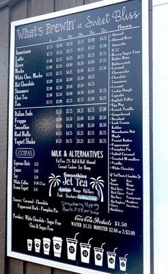 coffee/drink/smoothie menu as of august 2021