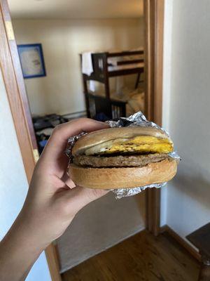 Breakfast sandwich.