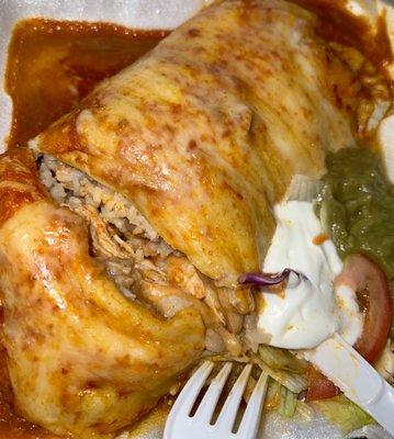 Chicken burrito (enchilada style)