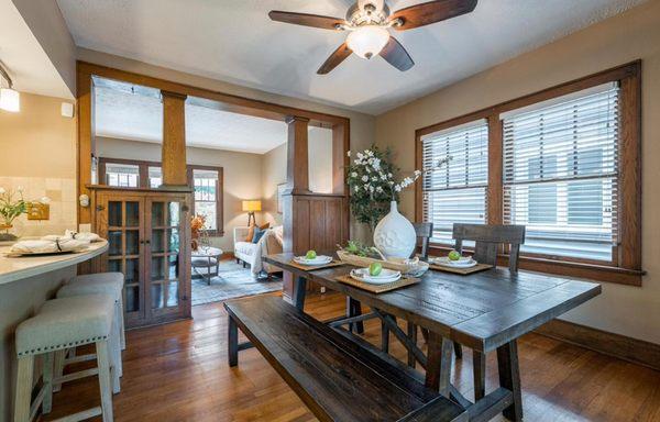 Dining room/. All furniture and accessories provided by Staging with a touch of class!