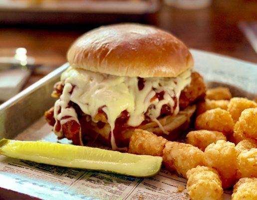 Chicken Parm Sandwich with Tots