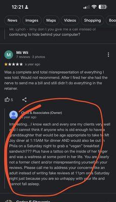 "Tattoo, vegan, waitress..." very irrelevant to the complaint and very illogical. Logic is an asset for lawyers and she lacks it.