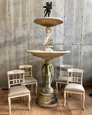 Marble Fountain and antique chairs