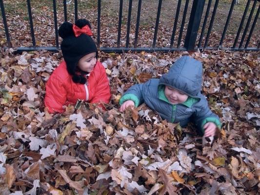 The kids love the autumn