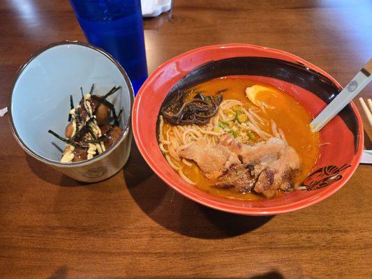 Takoyaki and Spicy Miso Ramen