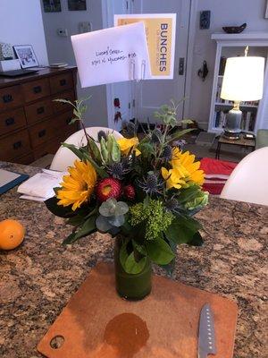 Arrangement is beautiful! Love the card, too. Thank you, Bunches!