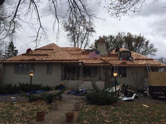 New Cedar Shake Roof in Minneapolis.