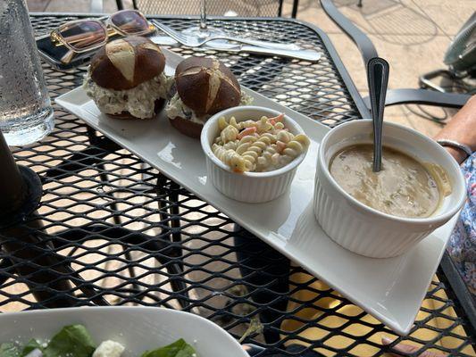 Chicken sandwiched pasta & mushroom Brie soup