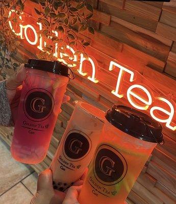 Lychee lemon butterfly, Jasmine Milk Tea, Large Golden Super Fruit