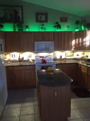 Check out my super cool kitchen lighting thanks to Joe Lake! Thank you for making my kitchen the coolest room in my house...